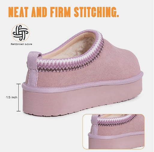 FITORY Women's Suede Slipper | Flat Short Mini Boots with Fur Fleece | Winter Casual Comfort Shoes