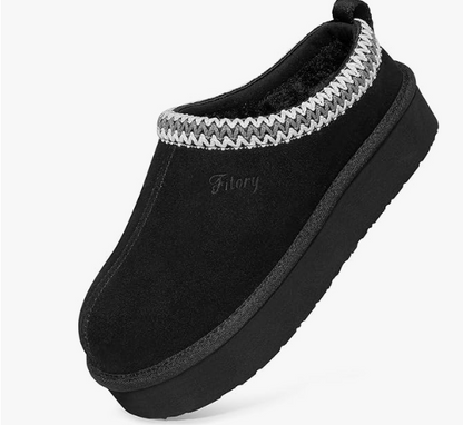 FITORY Women's Suede Slipper | Flat Short Mini Boots with Fur Fleece | Winter Casual Comfort Shoes