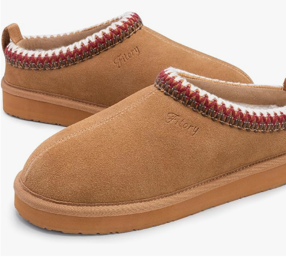 FITORY Women's Suede Slipper | Flat Short Mini Boots with Fur Fleece | Winter Casual Comfort Shoes